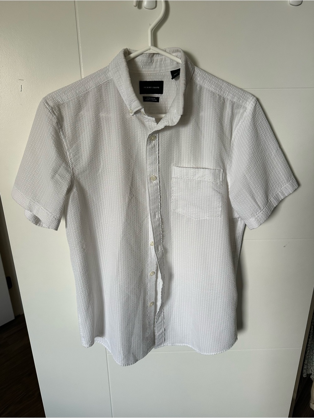 Perry Ellis White Lightweight Button Polo